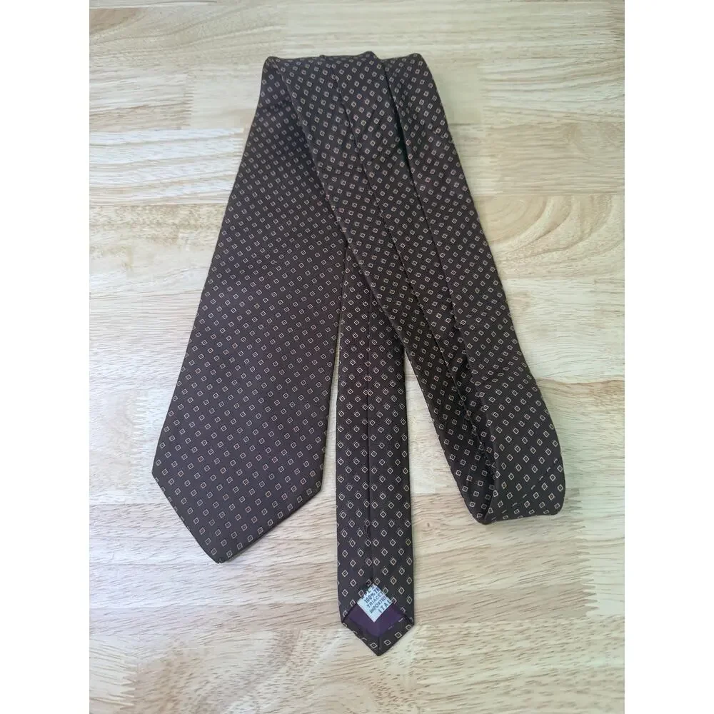 Vintage Kelly 1 Men's Neck Tie Brown Gold Geometric Squares